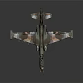 Camouflage Painted Fighter Jet Model With Detailed Wings And Missile Racks