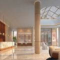 Modern Hall Nursing Home Hotel Lobby 3d model