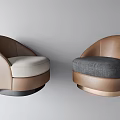 Modern Leather Single Sofa Featuring Light And Dark Cushion Round Metal Base 3d model