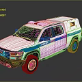 Toyota White Pickup Truck with Blue Stripes and Roof Lights Exterior Design