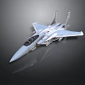 Highly detailed silver fighter jet model with visible cockpit and structured wings