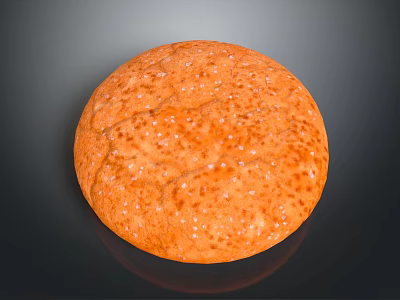 Round Orange Baked Pastry With Speckled Sugar Topping On Surface 3d model