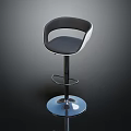 Modern Upholstered Gray Bar Stool With Backrest And Silver Metal Base Footrest