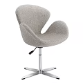 Modern Gray Fabric Office Chair With Curved Backrest And Swivel Metal Base