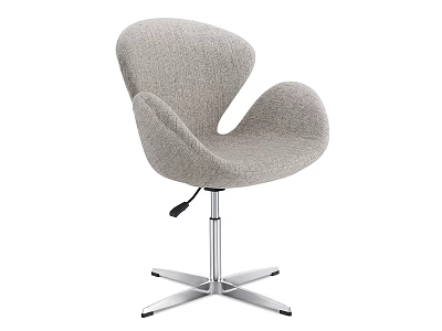 Modern Gray Fabric Office Chair With Curved Backrest And Swivel Metal Base 3d model