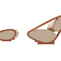 Modern Lounge Chair With Wooden Frame Beige Cushion And Matching Ottoman