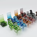 Stylish Modern Transparent Single Chairs in Various Colors for Interior Design 3d model