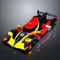 Red And Yellow Racing Car With Aerodynamic Body Rear Wing And Number 20 Livery