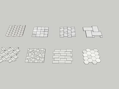 Creative Wall Decor With Various Shaped Tiles Patterns For Home Interior 3d model