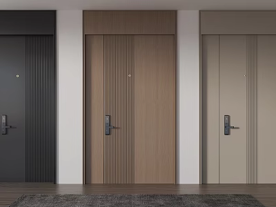 Modern Security Door Design With Black Brown Beige Colors And Sleek Handles 3d model