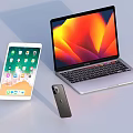 Modern Sleek Laptop Setup With Smartphone Tablet And Portable Digital Work Gear 3d model