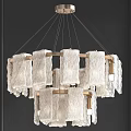Modern White Pleated Chandelier With Wooden Frame Brass Accents And Hanging Design