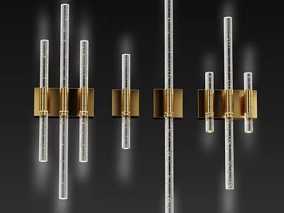 Modern Wall Lamps With Gold Metal Brackets And Clear Glass Tubes 3d model