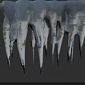 Detailed Frozen Icicles With Hanging Ice Structures And Textured Surface