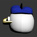Cute White Cartoon Duck Figure Wearing Blue Hat With Yellow Beak