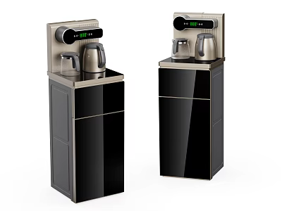 Modern Floor Standing Water Dispensers with Cabinet Design Black Silver Finish Digital Display and Jugs 3d model