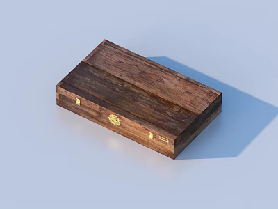 Natural Wooden Storage Box With Golden Clasps And Smooth Surface For Daily Use 3d model