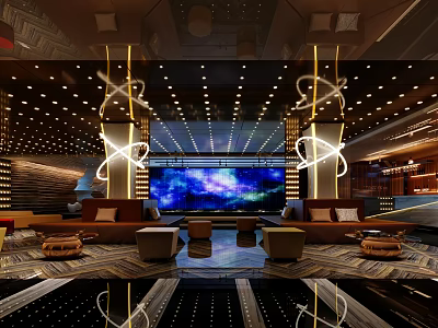 Modern Bar Interior Design With Ambient Lighting Stylish Decor And Cozy Seating 3d model