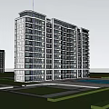 Modern High Rise Residential Building in Community With Lush Green Surroundings