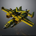Green And Yellow Striped Futuristic Spacecraft Aerospace Model 3D Concept Design