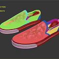 Vibrant Floral Pattern Canvas Slip On Shoes With Pink Red Flowers And White Sole