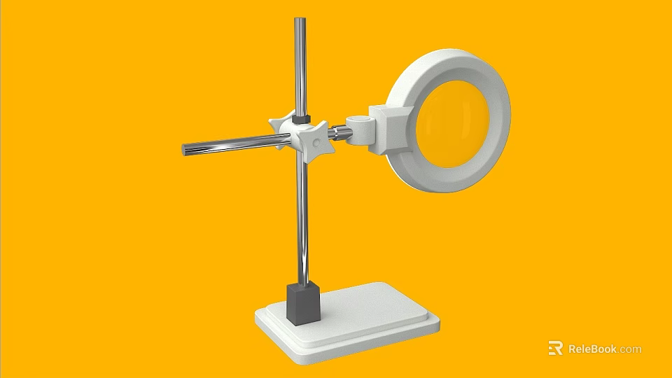 Practical Magnifying Glass with Sturdy Metal Stand and White Stable Base for Daily Use and Crafts 3d model 