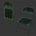 Sturdy Black Folding Chairs With Metal Frame And Comfortable Padded Seats 3d model