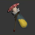 Mushroom Shaped Decor Red Cap With White Spots Green Base Brown String Red Bead Decorations