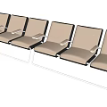 Row of Public Chairs With Metal Frame Light Brown Seats and Armrests