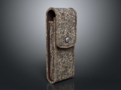 Textured Leather Case With Patterned Design And Button Closure For Portable Storage 3d model