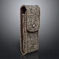 Textured Leather Case With Patterned Design And Button Closure For Portable Storage 3d model