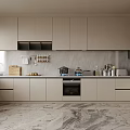 Modern Minimalist Kitchen Interior With Light Colored Cabinets And Marble Countertops 3d model