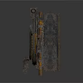 Ancient Industrial Mechanical Equipment With Metal Frame Wooden Components Large Central Gear And Worn Surface