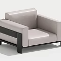 Modern Light Gray Leather Single Sofa with Black Frame and Sleek Design