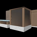Architectural Building Components With Textured Panels Sloped Design And Transparent Roof 3d model