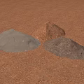 Construction Site With Three Material Mounds Gray Brown Dark Gray on Reddish Brown Ground 3d model