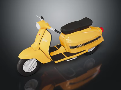 Yellow Classic Scooter With Black Seat And White Wheels Design 3d model
