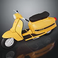 Yellow Classic Scooter With Black Seat And White Wheels Design