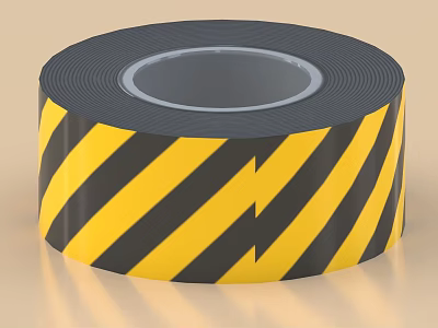Industrial Equipment Safety Warning Tape Roll With Black Yellow Diagonal Stripes 3d model