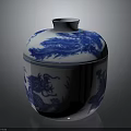 Chinese Style Blue And White Decorative Jar With Dragon Phoenix Patterns And Tai Chi Symbol