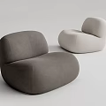 Modern Minimalist Single Sofa with Gray and Beige Upholstered Curved Design