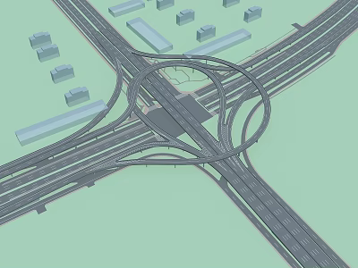 Complex Interchange Bridge With Multiple Lanes And Urban Road Network 3d model