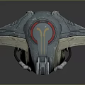 Futuristic Sci Fi Helmet With Metallic Finish Red Glowing Accents And Mechanical Details