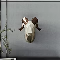 Geometric Sheep Head Animal Wall Decor Brown Beige Modern Minimalist Gray Wall Home Accent