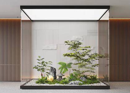 Modern interior landscape moss landscape sketch 3d model