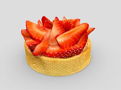 Delicious Strawberry Tart with Golden Crispy Base Topped with Fresh Red Sliced Strawberries 3d model