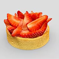 Delicious Strawberry Tart with Golden Crispy Base Topped with Fresh Red Sliced Strawberries