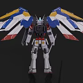 Intelligent Robot Figure With White Red Blue Yellow Wings And Red Large Blade