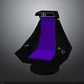 Futuristic Black Chair With Purple Glowing Accents And Geometric Design