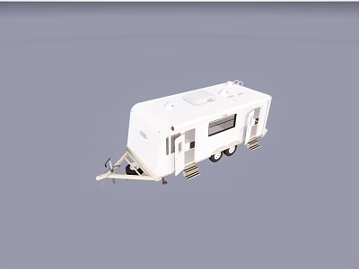 White Utility Trailer Mobile Functional Unit With Ladder Windows And Doors 3d model